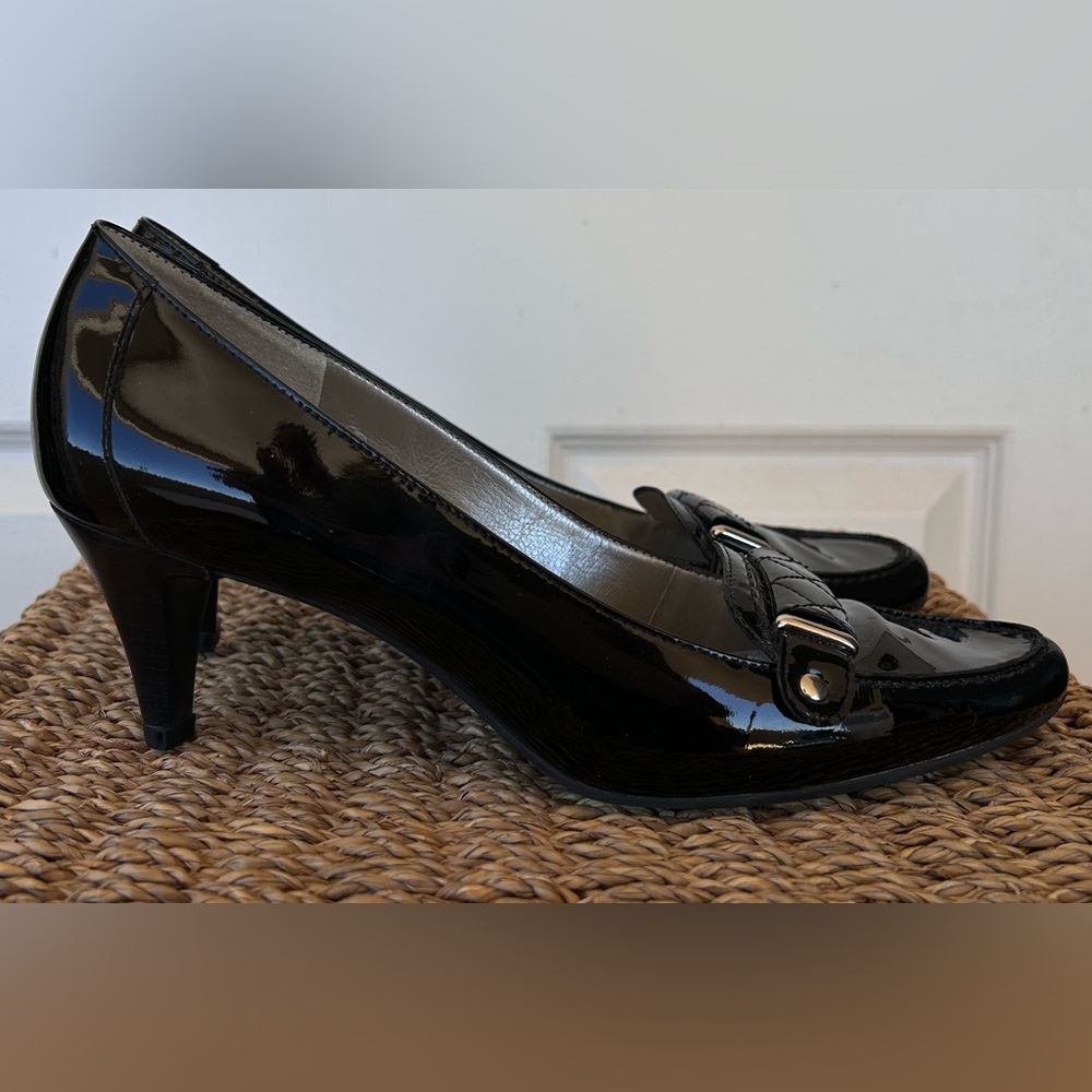 Talbots Brand Women’s Loafer Style Heels Black Patent Leather‎ Size 8B - Picture 6 of 12